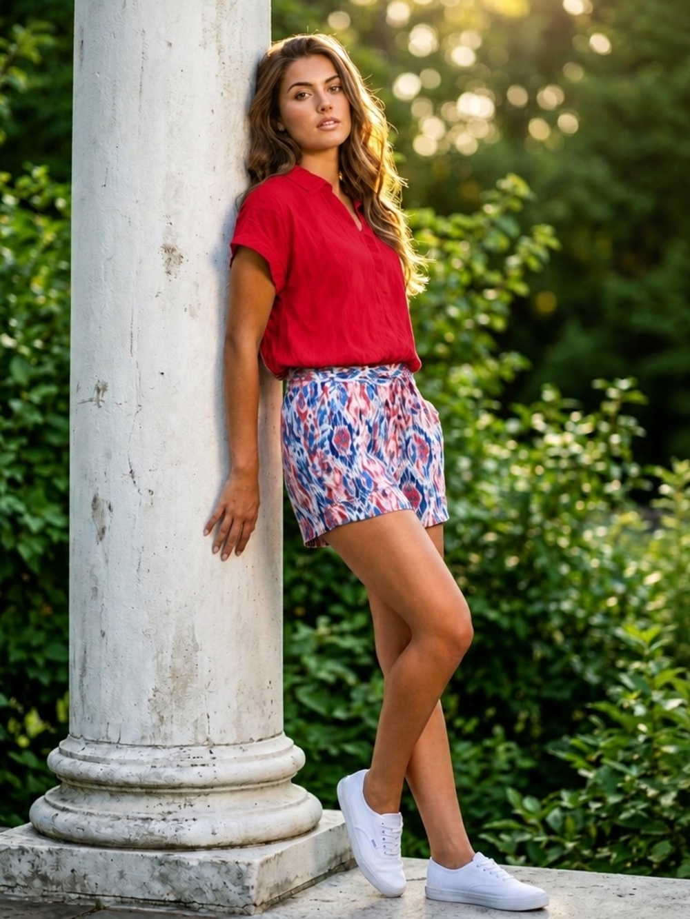 NWT St. John's Bay Linen Blend Multicolor Printed Shorts Sz S